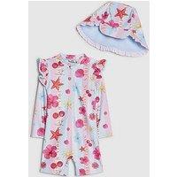 River Island Mini Girls Stripe La Mer Rashsuit Set - Blue