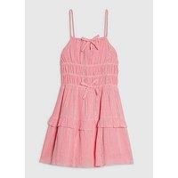 River Island Mini Girls Tiered Shimmer Dress - Pink