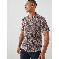 Pretty Green Bonamassa Paisley Print Short Sleeve Shirt - Red