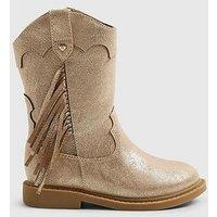 River Island Mini Girls Western Tassel Boots - Gold