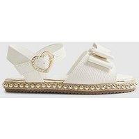 River Island Older Girls Snake Bow Espadrille Sandals - White