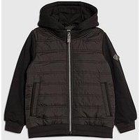 River Island Older Boys Zip Hooded Hybrid Jacket - Black