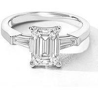Created Brilliance Elodie 9Ct White Gold 1.82Ct Tw. Emerald Cut And Tapered Baguettes Lab Grown Diamond Engagement Ring