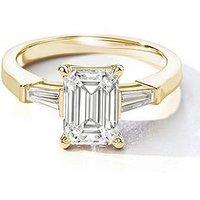 Created Brilliance Elodie 9Ct Yellow Gold 1.82Ct Tw. Emerald Cut And Tapered Baguettes Lab Grown Diamond Engagement Ring