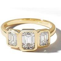 Created Brilliance Eliza 9Ct Yellow Gold 2Ct Tw. Emerald Cut Lab Grown Diamond Trilogy Engagement Ring