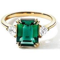 Created Brilliance Cassie 9Ct Yellow Gold Created Emerald And 0.36Ct Tw Lab Grown Diamond Trilogy Ring