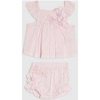 River Island Baby Girls Smock 3D Flower Top Set - Light Pink