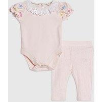 River Island Baby Girls Rosette Frill Bodysuit Set - Pink
