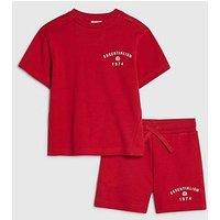 River Island Mini Boys Essentialism T-Shirt And Short Set - Dark Red