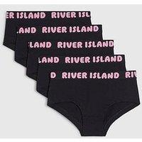 River Island Older Girls Hipster Logo 5 Pack Briefs - Black