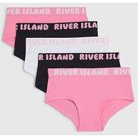 River Island Older Girls Hipster 5 Pack Briefs - Pink