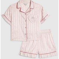 River Island Older Girls Hotfix Striped Satin Pyjamas - Pink