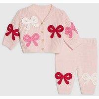 River Island Baby Girls 3D Bow Knit Cardigan Set - Pink