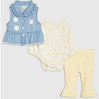 River Island Baby Girls Denim Daisy Gilet Set - Blue