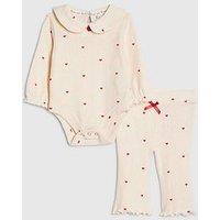 River Island Baby Girls Heart Bodysuit Set - Cream