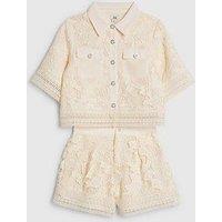 River Island Older Girls Lace Blouse And Shorts Set - Cream