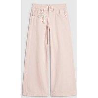 River Island Older Girls Lace Keyring Wide Leg Jeans - Light Pink