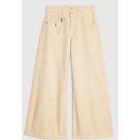 River Island Older Girls Lace Keyring Wide Leg Jeans - Light Yellow