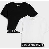 River Island Older Girls 2 Pack Waistband T-Shirts - Black/White
