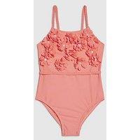 River Island Mini Girls 3D Flower Swimsuit - Orange