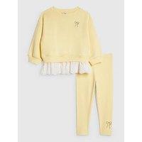 River Island Mini Girls Hybrid Bow Sweatshirt Set - Yellow