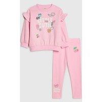 River Island Mini Girls Little Cutie Sweatshirt Set - Pink