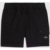 River Island Mini Boys Twill Cargo Shorts - Black