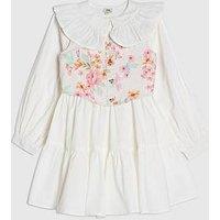 River Island Older Girls 2 In 1 Floral Dress - White