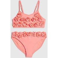 River Island Older Girls 3D Flower Bikini Set - Orange