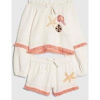 River Island Older Girls Shell Shorts Set - Cream