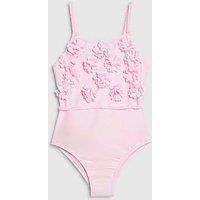 River Island Mini Girls 3D Floral Swimsuit - Pink