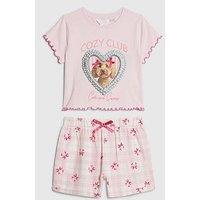 River Island Older Girls Puppy Pyjamas Set - Pink