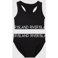 River Island Older Girls Waistband Crop Top And Brief Set - Black