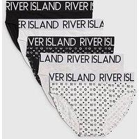 River Island Older Girls Ri Monogram 5 Pack Briefs - Black