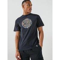 Pretty Green House Paisley Print Logo Short Sleeve T-Shirt - Black