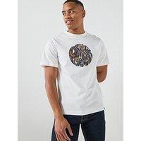 Pretty Green House Paisley Print Logo Short Sleeve T-Shirt - White