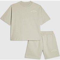 River Island Older Boys Palais Dept Back Print T-Shirt Set - Grey