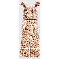 River Island Older Girls Mexicana Printed Top And Trouser Set - Cream