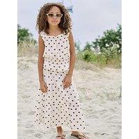Only Kids Girls Polka Dot Shirred Waist Blouse - White
