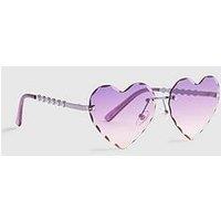 River Island Older Girls Rimless Heart Sunglasses - Purple