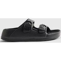 River Island Older Boys Moulded Double Strap Sliders - Black