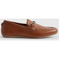 River Island Older Boys Faux Leather Embossed Ri Loafers - Brown