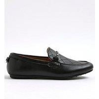 River Island Older Boys Embossed Occasion Loafers - Black