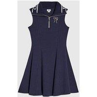 River Island Older Girls Branded Oversized Collar Dress - Navy