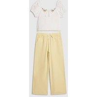 River Island Older Girls Collared Top And Jeans Set - White