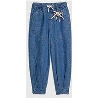 River Island Older Girls Bow Keyring Cargo Jeans - Blue