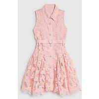 River Island Girls Older Lace Abstract Skater Knee Length Dress - Pink