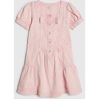 River Island Older Girls Square Neck Twill Bow Dress - Pink