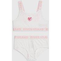 River Island Older Girls Strappy Crop Top And Brief Set - White
