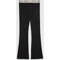 River Island Older Girls Script Waistband Kickflare Leggings - Black